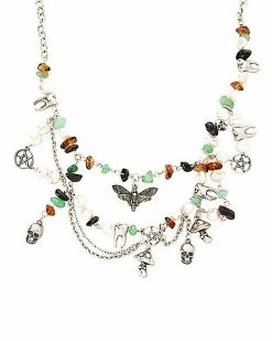 Wholesale 🌟 Death Moth Charms and Beads Chain Choker Necklace 🎉