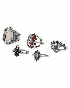 Discount 🔥 Multi-Pack Assorted Gemstone Rings - 5 Pack 💯