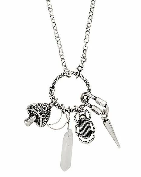 Best Pirce π₯ O-Ring Mushroom Bug Crystal Charm Chain Necklace π― 3 Best Pirce π₯ O-Ring Mushroom Bug Crystal Charm Chain Necklace π―