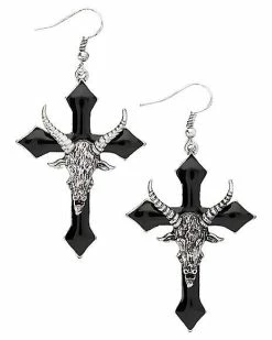 Cheap 🥰 Baphomet Cross Dangle Earrings 😀