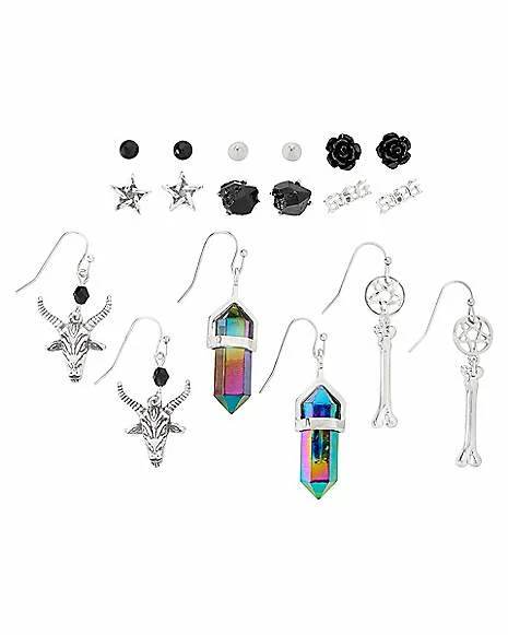 Wholesale β Multi-Pack Skull Crystal Bone Pentagram Earrings - 9 Pair π 3 Wholesale β Multi-Pack Skull Crystal Bone Pentagram Earrings - 9 Pair π