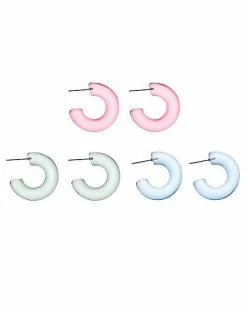 Budget ✨ Multi-Pack Green Pink and Blue Half Hoop Earrings - 3 Pair 👏