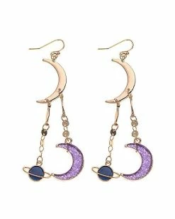 Best Pirce 🔥 Goldtone Moon and Saturn Dangle Earrings ❤️