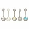 Coupon ✨ Multi-Pack CZ Blue Clear and Pearl-Effect Belly Rings 5 Pack - 14 Gauge 👏 -Playboy Shop 04113585 a