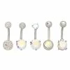Promo 💯 Multi-Pack CZ Silvertone Belly Rings 5 Pack - 14 Gauge ❤️ -Playboy Shop 04113593 a