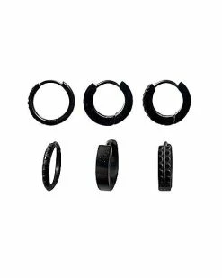 Promo ✔️ Multi-Pack CZ Black Huggie Hoop Earrings 3 Pack- 18 Gauge 😉
