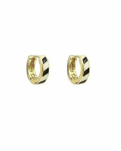 Brand new 😉 Goldplated Black and White Stripe Huggie Hoop Earrings - 18 Gauge 👍