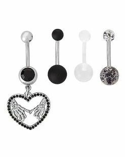 Best Sale ✔️ Multi-Pack Skeleton Hands Belly Rings 4 Pack - 14 Gauge 🔥