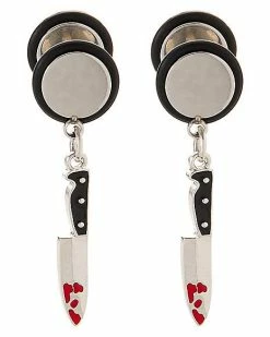 Cheap 👍 Knife Fake Plugs Dangle Earrings - 18 Gauge ⭐