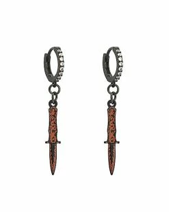 Best Pirce 👏 CZ Dragon Dagger Huggie Hoop Dangle Earrings 😀 -Playboy Shop 04114369 b