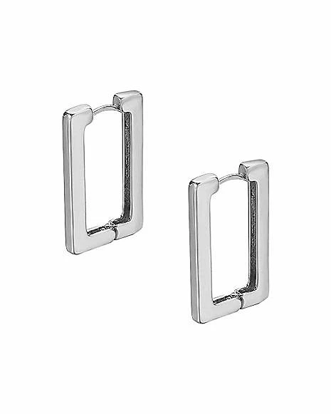 Budget 𧨠Silvertone Rectangle Huggie Hoop Earrings - 20 Gauge π 3 Budget 𧨠Silvertone Rectangle Huggie Hoop Earrings - 20 Gauge π
