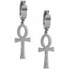 Coupon 🎁 Silvertone Ankh Cross Dangle Huggie Hoop Earrings - 20 Gauge ⭐ 2 Coupon 🎁 Silvertone Ankh Cross Dangle Huggie Hoop Earrings - 20 Gauge ⭐ -Playboy Shop 04114757 a