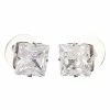 Wholesale 🎁 Square CZ Silvertone Stud Earrings - 20 Gauge 🔔 -Playboy Shop 04114765 a