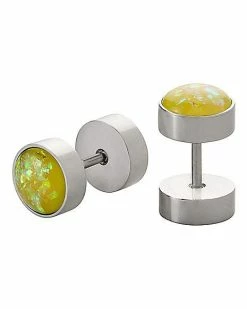 Wholesale 😍 Yellow Opal-Effect Fake Plugs - 18 Gauge 🔔 -Playboy Shop 04114815 b