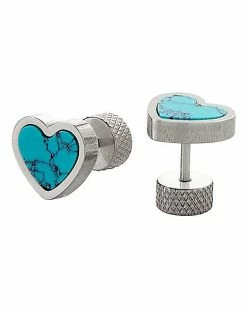 Wholesale 🤩 Teal Marble Heart Fake Plugs - 18 Gauge ⌛ -Playboy Shop 04114831 b
