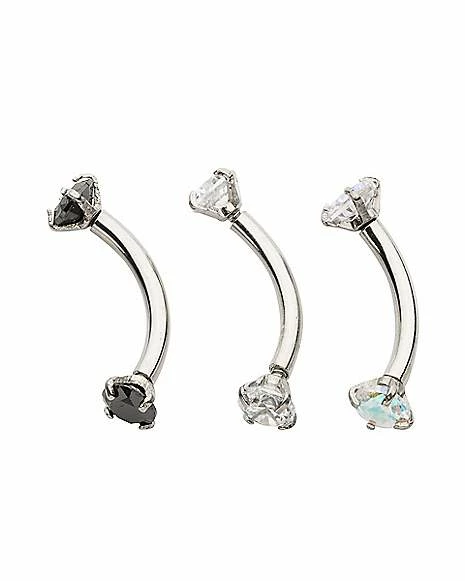 Wholesale π Multi-Pack CZ Silvertone Curved Barbells 3 Pack - 16 Gauge π₯° 3 Wholesale π Multi-Pack CZ Silvertone Curved Barbells 3 Pack - 16 Gauge π₯°