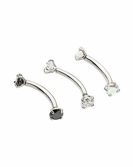Wholesale π Multi-Pack CZ Silvertone Curved Barbells 3 Pack - 16 Gauge π₯° 4 Wholesale π Multi-Pack CZ Silvertone Curved Barbells 3 Pack - 16 Gauge π₯° - Image 2
