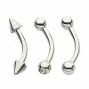 Discount ⭐ Multi-Pack CZ Silvertone Spiked Curved Barbells 3 Pack - 14 Gauge 🎉 -Playboy Shop 04114898 a