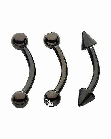 Hot Sale π Multi-Pack CZ Black Curved Barbells 3 Pack - 14 Gauge π 3 Hot Sale π Multi-Pack CZ Black Curved Barbells 3 Pack - 14 Gauge π