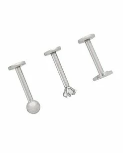 Flash Sale 🧨 Multi-Pack Star CZ and Heart Labret Lip Rings 3 Pack - 16 Gauge 😉 -Playboy Shop 04114914 b