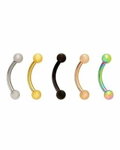 Deals 😀 Multi-Pack Multi-Color Titanium Curved Barbells 5 Pack - 16 Gauge ⌛