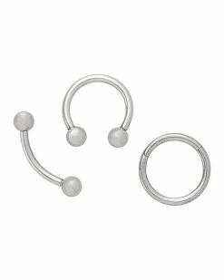 Cheap 🌟 Multi-Pack Curved Barbell Horseshoe Ring and Hinged Hoop 3 Pack - 16 Gauge ⭐