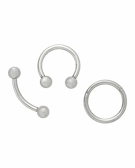 Cheap π Multi-Pack Curved Barbell Horseshoe Ring and Hinged Hoop 3 Pack - 16 Gauge β 3 Cheap π Multi-Pack Curved Barbell Horseshoe Ring and Hinged Hoop 3 Pack - 16 Gauge β