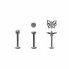 Best Pirce 😍 Multi-Pack CZ Butterfly Labret Lip Rings 3 Pack - 16 Gauge 🔔 -Playboy Shop 04114971 a