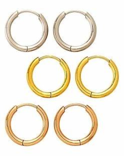 Best reviews of 🥰 Multi-Pack Silvertone Goldtone and Rose Goldtone Hoop Earrings 3 Pair - 20 Gauge 😀