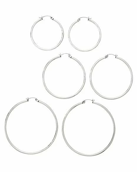 Promo π Multi-Pack Silvertone Hoop Earrings 3 Pair - 20 Gauge βοΈ 3 Promo π Multi-Pack Silvertone Hoop Earrings 3 Pair - 20 Gauge βοΈ