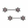 Deals 👏 CZ Pink Opal-Effect Nipple Barbells - 14 Gauge 🌟 -Playboy Shop 04115184 a