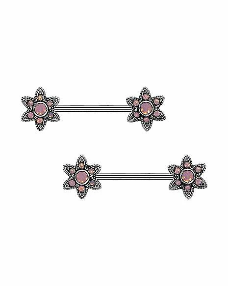 Deals π CZ Pink Opal-Effect Nipple Barbells - 14 Gauge π 3 Deals π CZ Pink Opal-Effect Nipple Barbells - 14 Gauge π