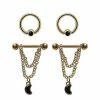Budget 🥰 Multi-Pack CZ Black Moon Captive Bead Rings and Chain Dangle Nipple Barbells 2 Pair - 14 Gauge ⌛ -Playboy Shop 04115267 a