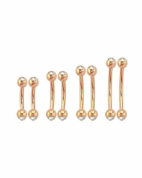 Best Pirce π Multi-Pack Double CZ Rose Goldtone Curved Barbells 8 Pack - 16 Gauge π 3 Best Pirce π Multi-Pack Double CZ Rose Goldtone Curved Barbells 8 Pack - 16 Gauge π