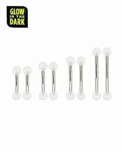 Outlet 😉 Multi-Pack Glow in the Dark Eyebrow Barbells- 16 Gauge 🎁