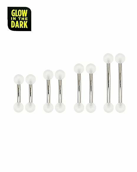 Outlet π Multi-Pack Glow in the Dark Eyebrow Barbells- 16 Gauge π 3 Outlet π Multi-Pack Glow in the Dark Eyebrow Barbells- 16 Gauge π