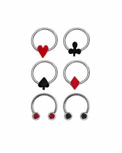 Flash Sale 😉 Multi-Pack Card Suits Horseshoe Rings 6 Pack - 16 Gauge 🧨