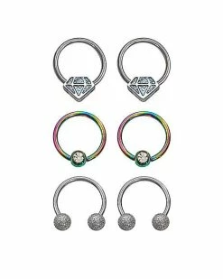 Buy 🛒 Multi-Pack Diamond Horseshoe Rings 4 Pack - 16 Gauge ⭐