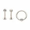 Budget 🤩 Multi-Pack CZ Captive Ring and Labret Lip Rings 3 Pack - 16 Gauge 😀 -Playboy Shop 04116117 a