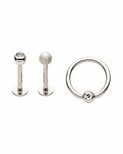Budget π€© Multi-Pack CZ Captive Ring and Labret Lip Rings 3 Pack - 16 Gauge π