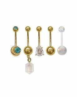 Best reviews of 🧨 Multi-Pack Goldtone and CZ Crystal Belly Rings 5 Pack - 14 Gauge 😉