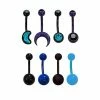 Promo ✨ Multi-Pack CZ Black and Blue Moon Belly Rings 8 Pack - 14 Gauge 🌟 -Playboy Shop 04116570 a