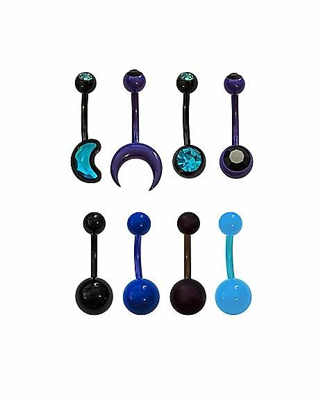 Promo β¨ Multi-Pack CZ Black and Blue Moon Belly Rings 8 Pack - 14 Gauge π 3 Promo β¨ Multi-Pack CZ Black and Blue Moon Belly Rings 8 Pack - 14 Gauge π