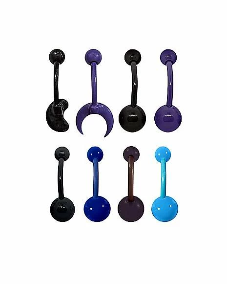 Promo β¨ Multi-Pack CZ Black and Blue Moon Belly Rings 8 Pack - 14 Gauge π 4 Promo β¨ Multi-Pack CZ Black and Blue Moon Belly Rings 8 Pack - 14 Gauge π - Image 2
