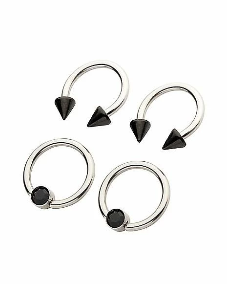 Outlet π Multi-Pack Black Spike Horseshoe Rings 4 Pack - 16 Gauge π 4 Outlet π Multi-Pack Black Spike Horseshoe Rings 4 Pack - 16 Gauge π - Image 2