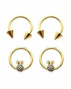 Best deal β€οΈ Pineapple Horseshoe Rings 4 Pack - 16 Gauge π