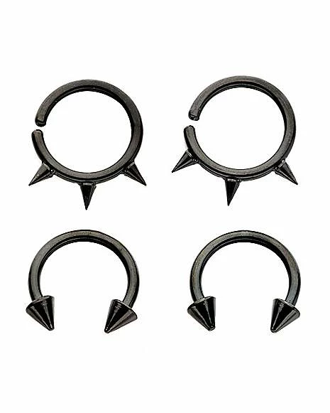 Hot Sale π Multi-Pack Black Spike Horseshoe Rings 4 Pack - 16 Gauge π 3 Hot Sale π Multi-Pack Black Spike Horseshoe Rings 4 Pack - 16 Gauge π