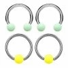 Best Sale 🎁 Multi-Pack Silvertone Green and Yellow Matte Horseshoe and Captive Rings 2 Pair - 16 Gauge 😉 -Playboy Shop 04116869 a