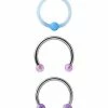 Discount 😍 Multi-Pack Purple Horseshoe Rings and Bioflex Captive Ring 3 Pack - 16 Gauge ❤️ -Playboy Shop 04116877 a