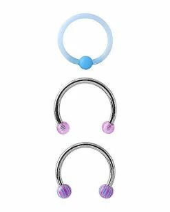 Discount 😍 Multi-Pack Purple Horseshoe Rings and Bioflex Captive Ring 3 Pack - 16 Gauge ❤️